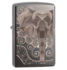 Зажигалка ZIPPO Elephant Fancy Fill Design с покрытием Black Ice®, латунь/сталь, чёрная, 38x13x57 мм