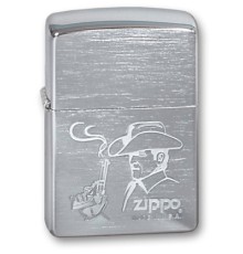 Зажигалка ZIPPO Cowboy, с покрытием Brushed Chrome, латунь/сталь, серебристая, матовая, 38x13x57 мм