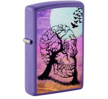 Зажигалка ZIPPO Skull Tree с покрытием Purple Matte, латунь/сталь, черная 38x13x57 мм