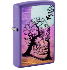 Зажигалка ZIPPO Skull Tree с покрытием Purple Matte, латунь/сталь, черная 38x13x57 мм