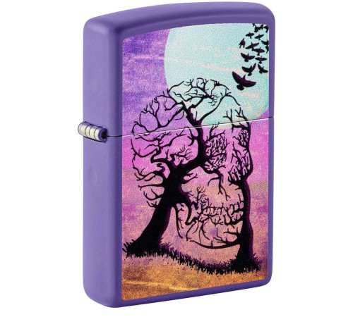 Зажигалка ZIPPO Skull Tree с покрытием Purple Matte, латунь/сталь, черная 38x13x57 мм