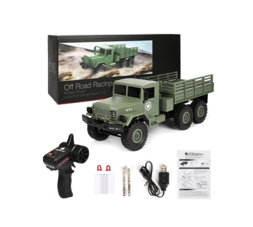 Радиоуправляемая машина WPL B-16R военный грузовик (песочный) 6WD 2.4G 1/16 RTR