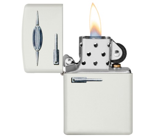 Зажигалка ZIPPO Retro Fridge Design с покрытием White Matte, латунь/сталь, серебристая, 38x13x57 мм