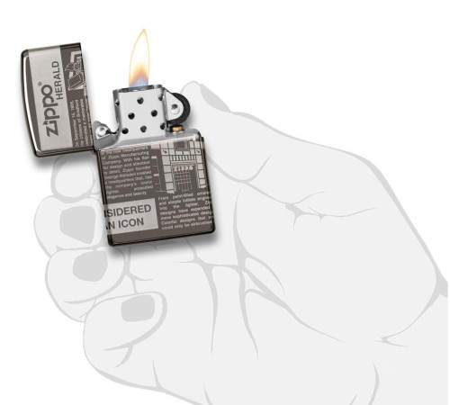 Зажигалка ZIPPO Classic с покрытием Black Ice®, латунь/сталь, чёрная, глянцевая, 38x13x57 мм