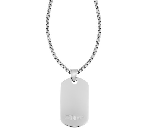 Подвеска ZIPPO, серебристая, в форме военного жетона, с цепочкой 60 см, сталь, 2,3x4,1x0,2 см