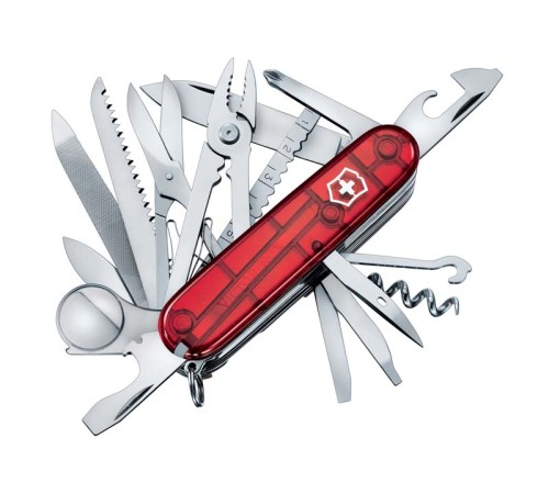 Нож перочинный VICTORINOX Swiss Champ, 91 мм, 33 функции, полупрозрачный красный