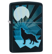 Зажигалка ZIPPO Wolf and Moon с покрытием Black Matte, латунь/сталь, чёрная, матовая, 38x13x57 мм