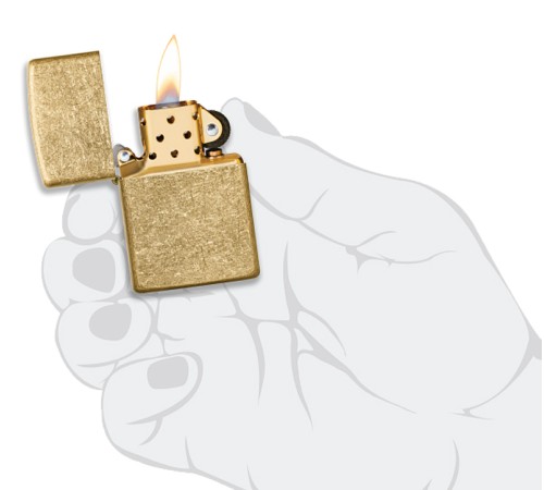 Зажигалка ZIPPO Classic с покрытием Tumbled Brass, латунь/сталь, золотистая, матовая, 38x13x57 мм