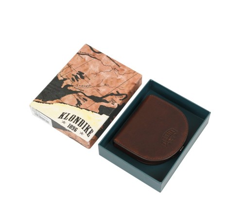 Монетница KLONDIKE Dawson, натуральная кожа в коричневом цвете, 8,5 х 2 х 7,5 см