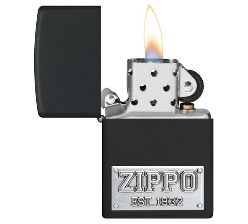 Зажигалка ZIPPO License Plate с покрытием Black Matte, латунь/сталь, черная, 38x13x57 мм