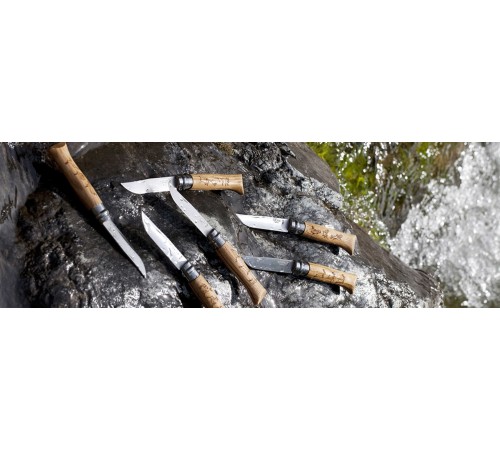 Набор в деревянной коробке из 6 ножей Opinel №8 Animalia, нержавеющая сталь, рукоять дуб, гравировка, 001637