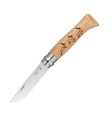 Нож Opinel №8 Animalia, нержавеющая сталь, рукоять дуб, гравировка олени, 001620