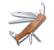 Нож перочинный VICTORINOX RangerWood 55, 130 мм, 10 фнк, с фиксатором, рукоять из орехового дерева