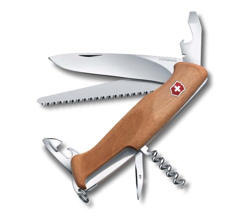 Нож перочинный VICTORINOX RangerWood 55, 130 мм, 10 фнк, с фиксатором, рукоять из орехового дерева