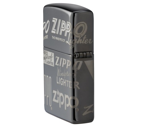 Зажигалка ZIPPO Classic с покрытием Black Ice®, латунь/сталь, чёрная, глянцевая, 38x13x57 мм