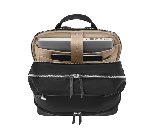 Рюкзак VICTORINOX Victoria Signature Deluxe Backpack, черный, нейлон/кожа, 32x18x39 см