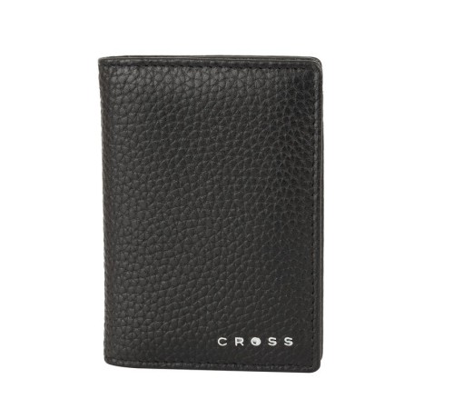 Визитница Cross Hudson Black, кожа наппа, фактурная, чёрный, 10,5 х 7,5 х 2 см