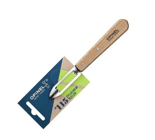 Нож для чистки овощей Opinel №115, деревянная рукоять, нержавеющая сталь, блистер, 001928