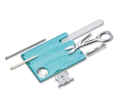 Швейцарская карточка VICTORINOX SwissCard Nailcare, 13 функций, полупрозрачная бирюзовая