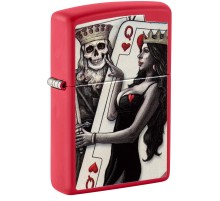 Зажигалка ZIPPO Skull King Queen Beauty с покрытием Red Matte, латунь/сталь, красная, 38x13x57 мм