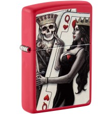Зажигалка ZIPPO Skull King Queen Beauty с покрытием Red Matte, латунь/сталь, красная, 38x13x57 мм