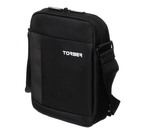 Сумка кросс-боди TORBER, черный, нейлон, 21.5х17х6 см