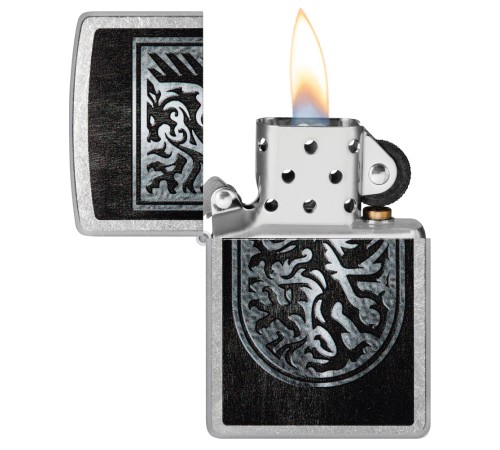 Зажигалка ZIPPO Dragon Design с покрытием Street Chrome, латунь/сталь, серебристая, 38x13x57 мм
