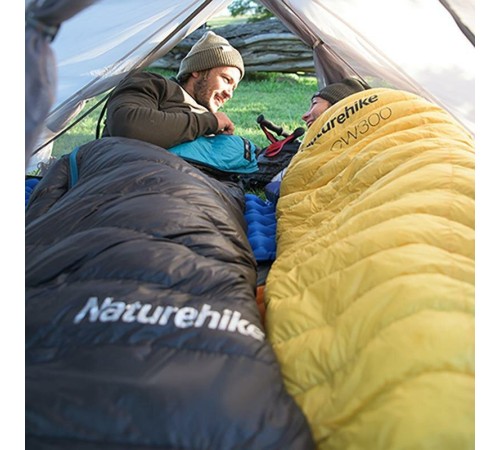 Мешок спальный Naturehike CW300 NH18S300-D из гусинного пуха голубой, 6927595761373