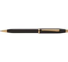 Шариковая ручка Cross Century II Black lacquer, черный лак с позолотой 23К
