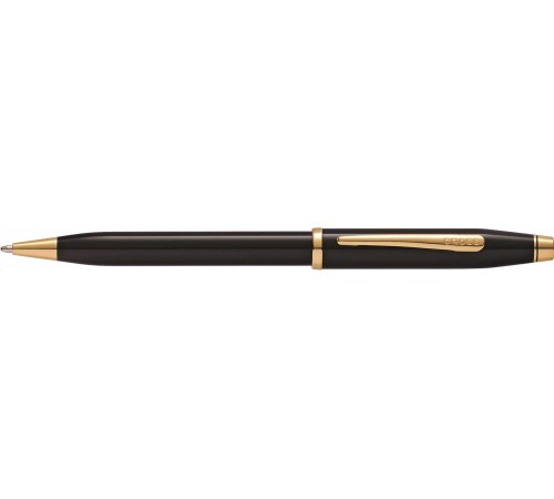 Шариковая ручка Cross Century II Black lacquer, черный лак с позолотой 23К