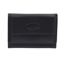 Мини-бумажник KLONDIKE Claim, натуральная кожа в черном цвете, 10,5 х 2 х 7,5 см