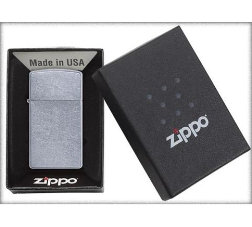 Зажигалка ZIPPO Slim® с покрытием Street Chrome™, латунь/сталь, серебристая, матовая, 29x10x60 мм