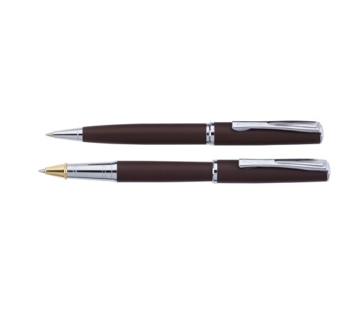 Набор Pierre Cardin PEN&PEN: ручка шариковая + роллер. Цвет - коричневый матовый. Упаковка Е.