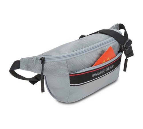 Сумка на пояс SWISSGEAR, светло-серая, полиэстер с плетением рип-стоп, 38 x 5 x 15 см