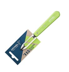 Нож для чистки овощей Opinel №115, деревянная рукоять, нержавеющая сталь, зеленый, блистер, 001930