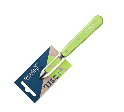Нож для чистки овощей Opinel №115, деревянная рукоять, нержавеющая сталь, зеленый, блистер, 001930