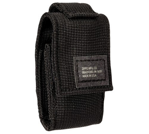 Набор ZIPPO: чёрная зажигалка Black Crackle® и чёрный нейлоновый чехол, в подарочной коробке