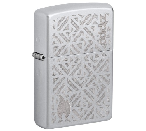 Зажигалка ZIPPO Mosaic с покрытием Satin Chrome, латунь/сталь, серебристая, матовая, 38x13x57 мм