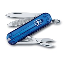 Нож-брелок VICTORINOX Classic SD, 58 мм, 7 функций, полупрозрачный синий