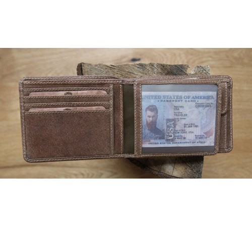 Бумажник KLONDIKE «Tony», натуральная кожа в коричневом цвете, 12 х 9 см