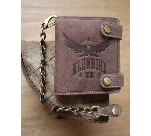 Бумажник KLONDIKE «Tim Eagle», натуральная кожа в светло-коричневом цвете, 10,5 х 12,5 х 2,5 см