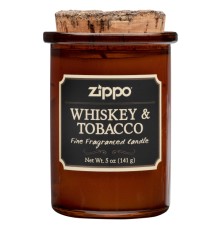 Ароматизированная свеча ZIPPO Whiskey & Tobacco, воск/хлопок/кора древесины/стекло, 70x100 мм