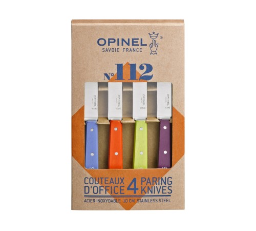 Набор ножей Opinel Set of 4 N°112 assorted sweet pop colours, нержавеющая сталь, (4 шт./уп.) 001381