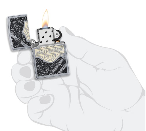 Зажигалка ZIPPO Harley-Davidson® с покрытием Street Chrome™, латунь/сталь, серебристая, 38x13x57 мм