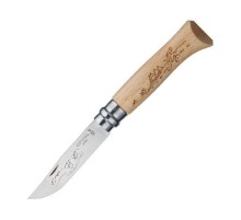 Нож Opinel №8, нержавеющая сталь, рукоять бук, гравировка велосипедист, 001790