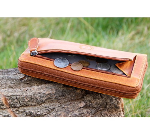 Кошелек KLONDIKE DIGGER «Viola», натуральная кожа в коньячном цвете, 19,5 х 10 x 2,5 см