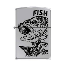 Зажигалка ZIPPO Чёрный окунь, латунь/сталь с покрытием High Polish Chrome, серебристая, 38x13x57 мм