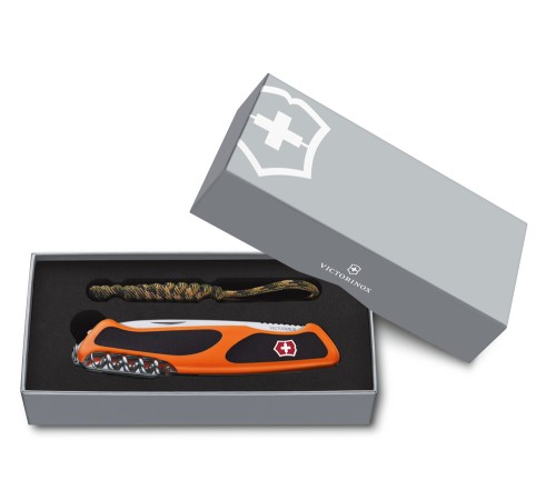 Нож перочинный VICTORINOX RangerGrip 55 SE 2019, 130 мм, 13 фнк, с фиксатором, оранжевый с чёрным