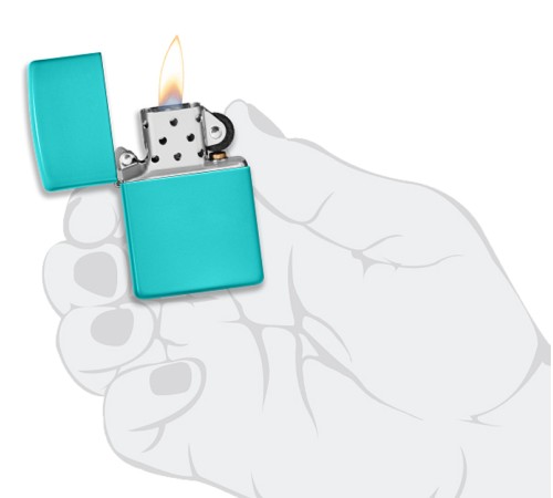 Зажигалка ZIPPO Classic с покрытием Flat Turquoise, латунь/сталь, бирюзовая, матовая, 38x13x57 мм