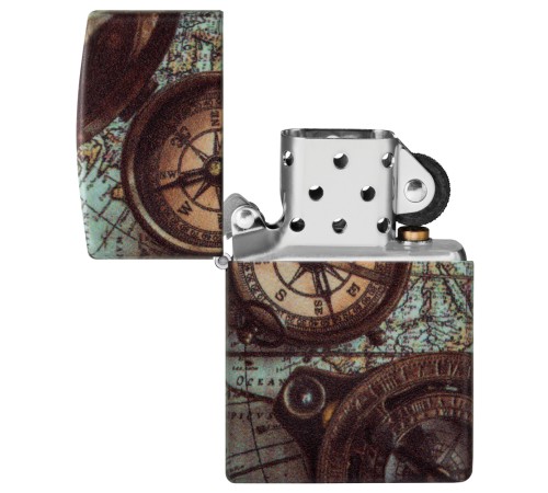 Зажигалка ZIPPO Compass Design с покрытием 540 Matte, латунь/сталь, разноцветная, 38x13x57 мм